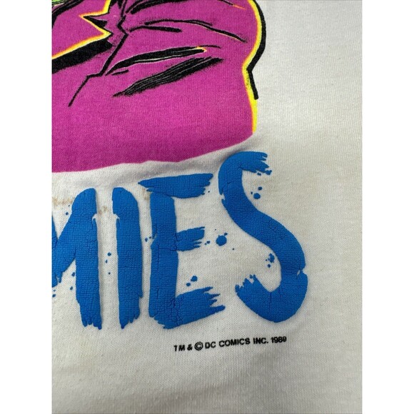 Vintage 1989 Arch Enemies Batman v Joker T Shirt Size 10-12 White DC Comics 80s - Picture 6 of 13